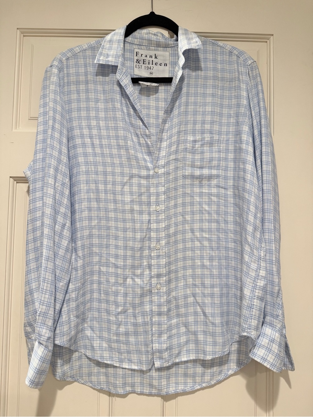 Frank & Eileen Light Blue and White Plaid Button-Down Shirt